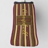 CLASSIC RICH BROWN GOLD STRIPE PATTERMONOGRAM GOLF HEADCOVER (Rotieren 90)