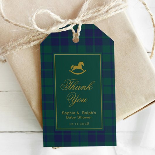 Classic Rocking Horse Baby Shower Kariert Vielen D Geschenkanhänger