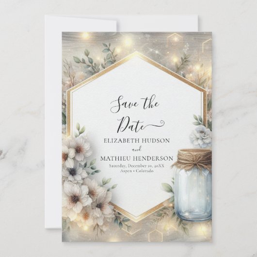 Classic Romance Mason Jar Wedding Save The Date (Vorderseite)