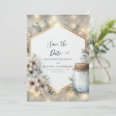 Classic Romance Mason Jar Wedding Save The Date (Stehend Vorderseite)