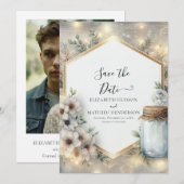 Classic Romance Mason Jar Wedding Save The Date (Vorne/Hinten)