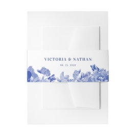 Classic Romantic Blue and White Floral Wedding I Einladungsbanderole