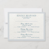 Classic Romantic Cotswolds Winter Blue Multi Event RSVP Karte (Vorderseite)