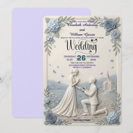 Classic Romantic Formal Wedding Einladung (Vorne/Hinten)