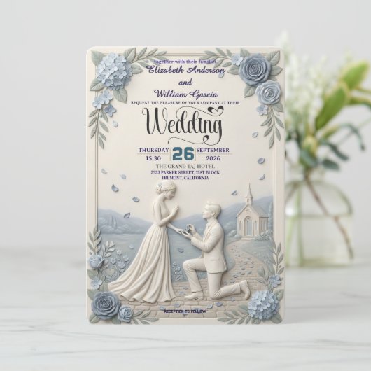 Classic Romantic Formal Wedding Einladung (Stehend Vorderseite)