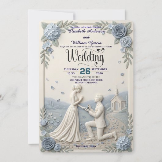 Classic Romantic Formal Wedding Einladung (Vorderseite)