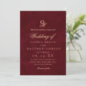 Classic Romantic Minimal Burgundy Monogram Wedding Einladung (Stehend Vorderseite)