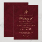 Classic Romantic Minimal Burgundy Monogram Wedding Einladung (Vorne/Hinten)