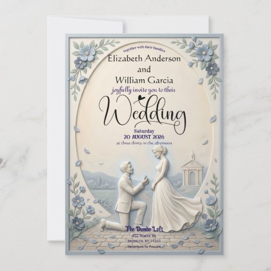 Classic Romantic Proposal Wedding Einladung (Vorderseite)