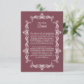 Classic Romantic Rosewood Ornately Framed Wedding Begleitkarte (Stehend Vorderseite)