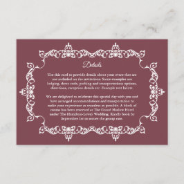 Classic Romantic Rosewood Ornately Framed Wedding Begleitkarte