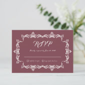 Classic Romantic Rosewood Ornately Framed Wedding RSVP Karte (Stehend Vorderseite)
