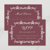 Classic Romantic Rosewood Ornately Framed Wedding RSVP Karte (Vorne/Hinten)