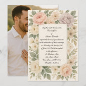 Classic Rose Foto Hochzeit Einladung (Vorne/Hinten)