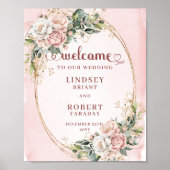 Classic Rose Gold Floral Greenery Welcome Wedding Poster (Vorne)