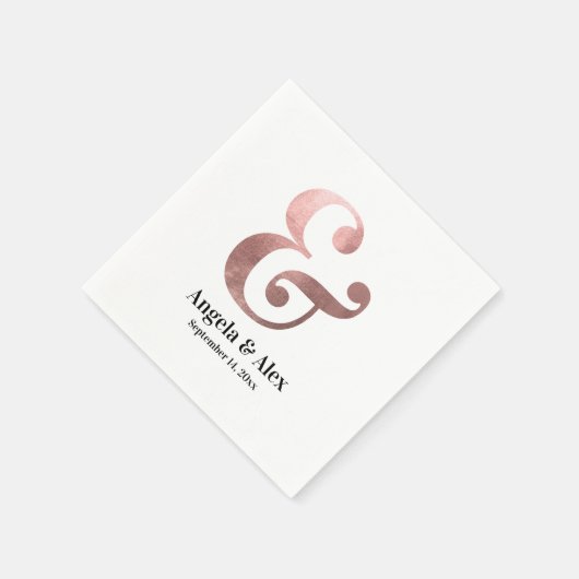 Classic Rose Gold Foil Ampere und Hochzeit Serviette (Ecke)