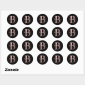 Classic Rose Gold Foil Wedding Monogram B Black Runder Aufkleber (Blatt)