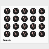 Classic Rose Gold Foil Wedding Monogram V Black Runder Aufkleber (Blatt)