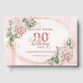 Classic Rose Gold Greenery 90 Birthday Guest Book Gästebuch (Vorderseite)