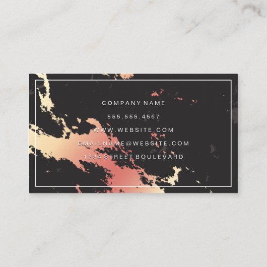 Classic Rose Gold Marmor Visitenkarte (Rückseite)