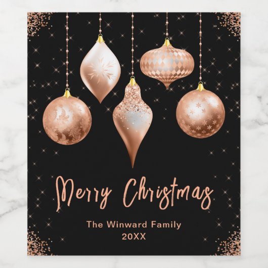 Classic Rose Gold Ornament Christmas Weinetikett (Einzelnes Label)