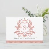 Classic Rose Gold Wappen Hochzeit Dankeschön Card Dankeskarte (Stehend Vorderseite)