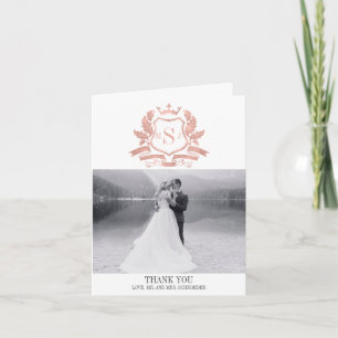 Classic Rose Gold Wappen Hochzeit Dankeschön Card Dankeskarte