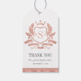 Classic Rose Gold Wappen Hochzeit Vielen Dank für  Geschenkanhänger