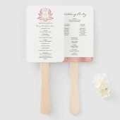 Classic Rose Gold Wappen Hochzeitsprogramm Handfan Fächer (Vorne und Hinten)