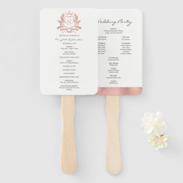 Classic Rose Gold Wappen Hochzeitsprogramm Handfan Fächer