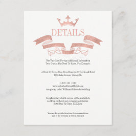 Classic Rose Gold Wappen Wedding Details Card Begleitkarte