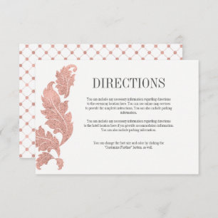 Classic Rose Gold Wappen Wedding Directions Card Einladung
