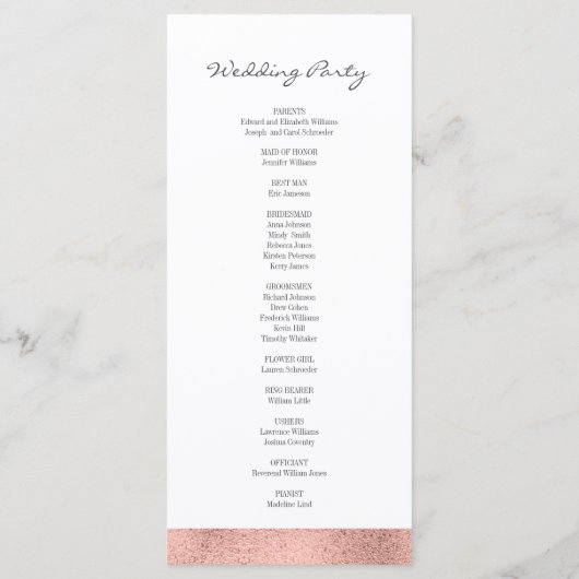 Classic Rose Gold Wappen Wedding Program Programm (Rückseite)