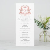 Classic Rose Gold Wappen Wedding Program Programm (Stehend Vorderseite)