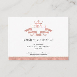 Classic Rose Gold Wappen Wedding Registry Card Begleitkarte