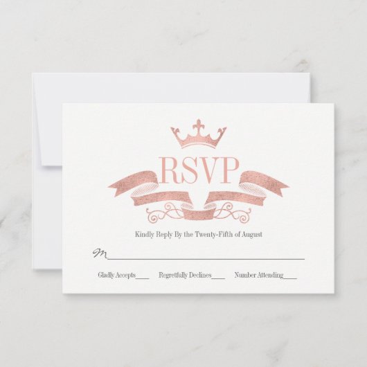 Classic Rose Gold Wappen Wedding RSVP Card Karte (Vorderseite)