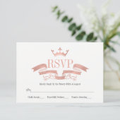 Classic Rose Gold Wappen Wedding RSVP Card Karte (Stehend Vorderseite)