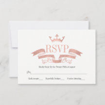 Classic Rose Gold Wappen Wedding RSVP Card