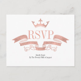 Classic Rose Gold Wappen Wedding RSVP Postcard Einladungspostkarte