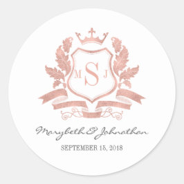 Classic Rose Gold Wappen Wedding Sticker