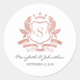 Classic Rose Gold Wappen Wedding Sticker