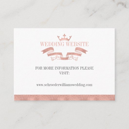 Classic Rose Gold Wappen Wedding Website Card Begleitkarte (Vorderseite)