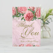 Classic Rose Grüne Hochzeit Dankeschön Karte (Stehend Vorderseite)