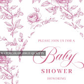 Classic Rose Pattern Floral Baby Shower Invitation Einladung
