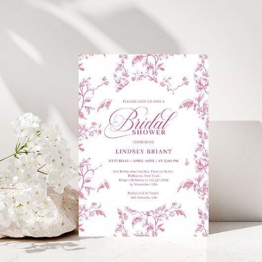 Classic Rose Pattern Floral Bridal Shower Invites Einladung