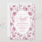 Classic Rose Pattern Floral Toile Bridal Shower   Einladung (Vorderseite)