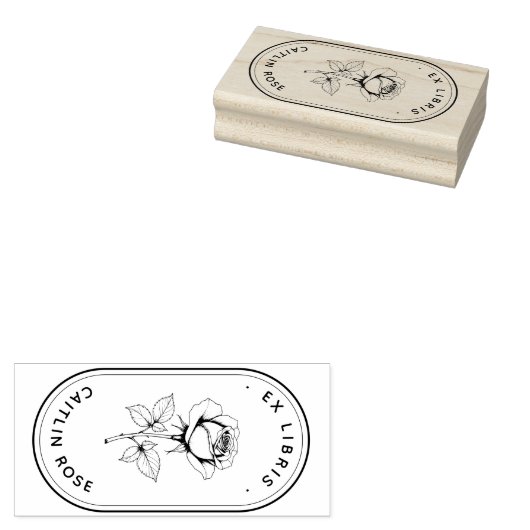 Classic Rose Wooden Ex Libris Art Stamp Gummistempel (Stempel)