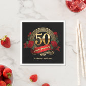 Classic Rote Rosen & Gold 50 Jahre Hochzeit Serviette (Beispiel)