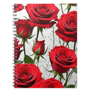 Classic Rote Rosen Spiral Notebook Notizblock