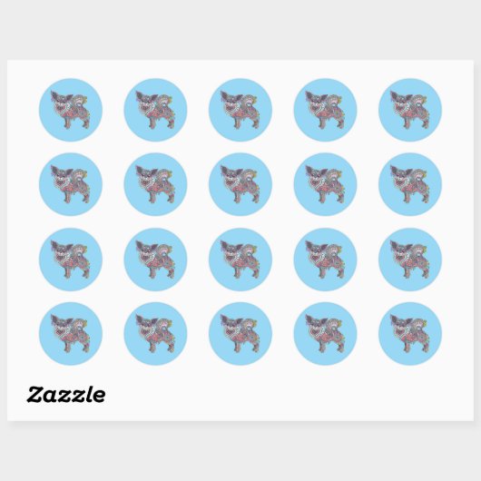 Classic Round Chihuahua Sticker (Blatt)